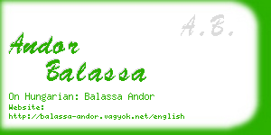 andor balassa business card